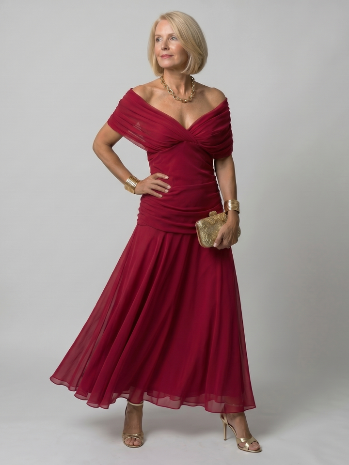 Janet | Off Shoulder Flow Midi Dress