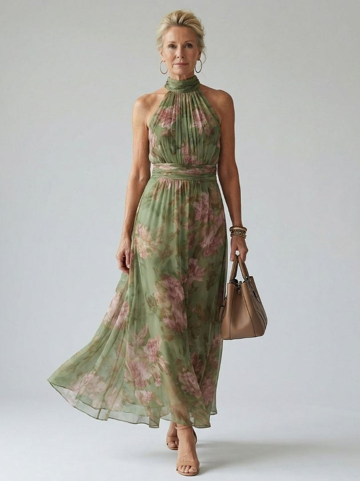 Diane | Gathered Halter Midi Dress