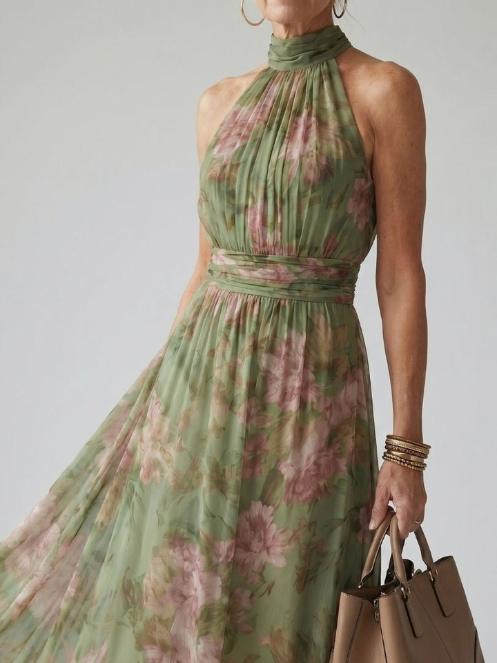 Diane | Gathered Halter Midi Dress