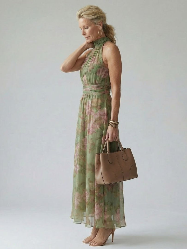 Diane | Gathered Halter Midi Dress
