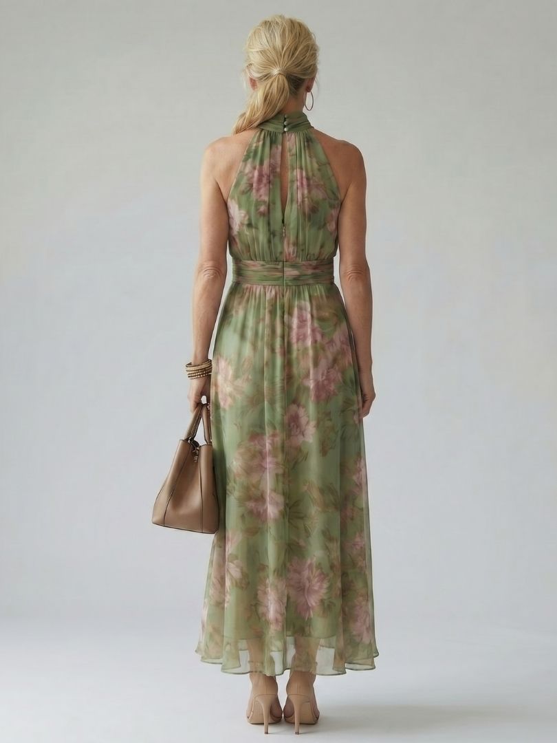 Diane | Gathered Halter Midi Dress